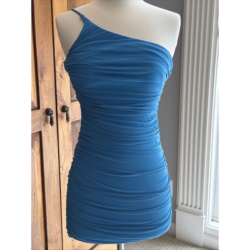Princess Polly Blue Shirred Bodycon Size 0